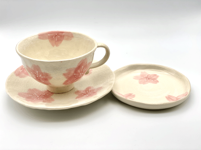 紅桜　コーヒー碗皿・小皿
