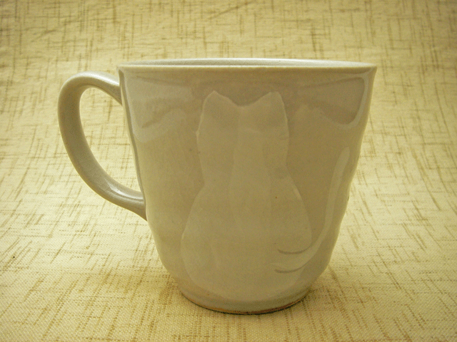 粉引きネコマグカップ