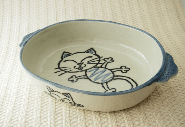 ニャンこグラタン皿（ブルー）