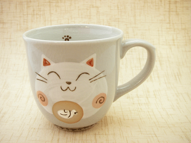【猫雑貨　和食器　マグカップ】しっぽ猫　マグカップ（赤）