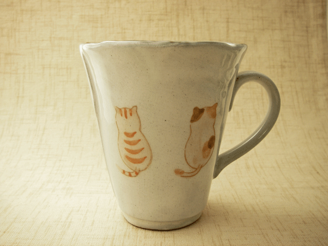 【和食器　猫柄　マグカップ】フレンドキャット　マグカップ（茶）
