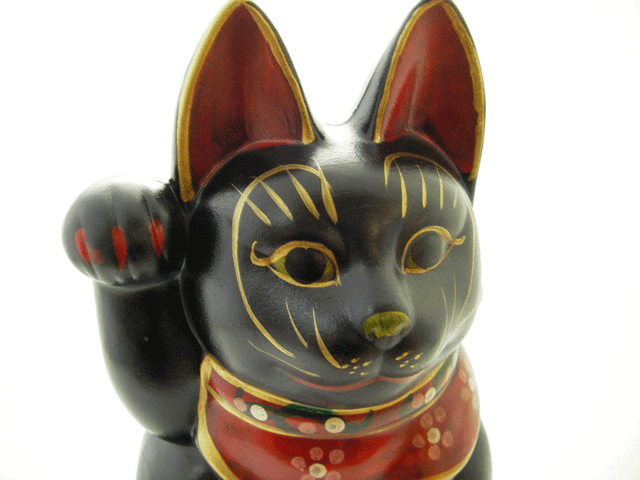 古色三河招き猫(大)黒