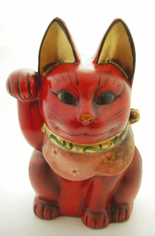 古色三河招き猫(大)赤