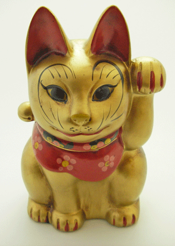 古色三河招き猫(小)金