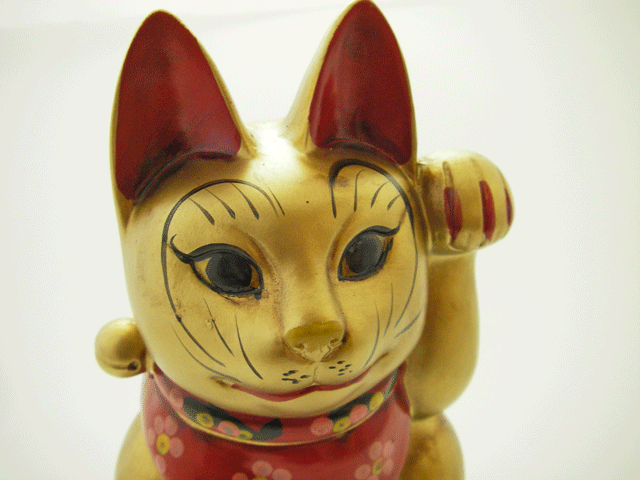 古色三河招き猫(小)金