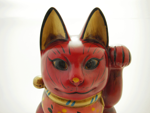 古色三河招き猫(小)赤