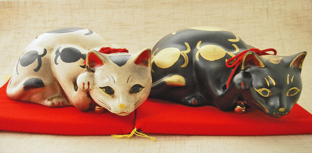 【猫雑貨　招き猫】古色大正猫　眠り招き猫