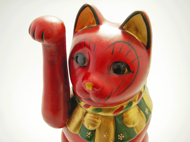 古色大正招き猫(小)赤