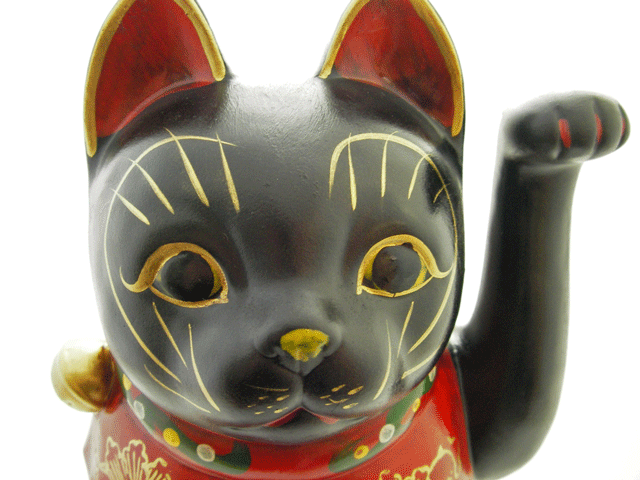 古色大正招き猫(中)黒
