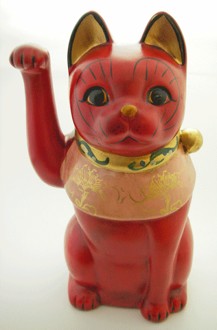 古色大正招き猫(中)赤