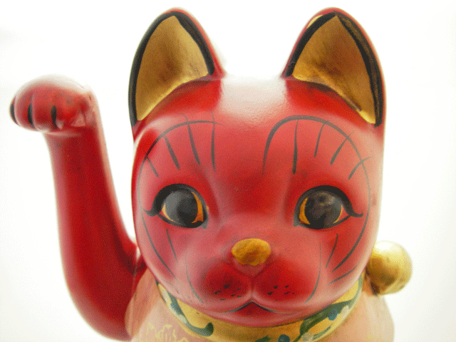 古色大正招き猫(中)赤