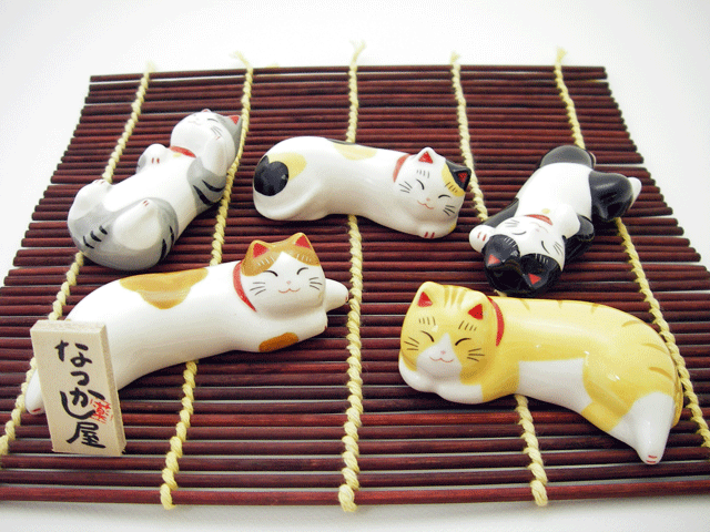 和食器ぷらり】ごろごろねこちゃん5匹！うたたね猫箸置きセット