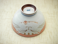 【猫雑貨 和食器 ご飯茶碗】まるねこ ご飯茶わん(赤中)