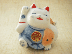 【猫雑貨　招き猫】染錦　福の神猫