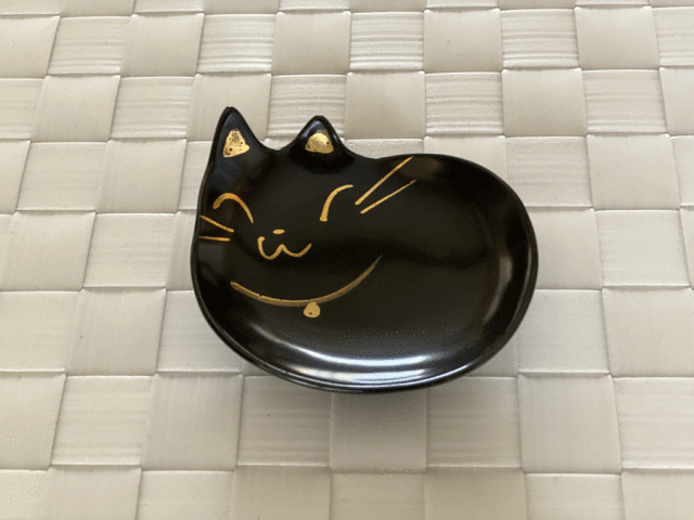 黒ネコ　豆皿