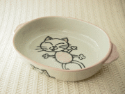 ≪和食器≫ニャンこグラタン皿(ピンク）